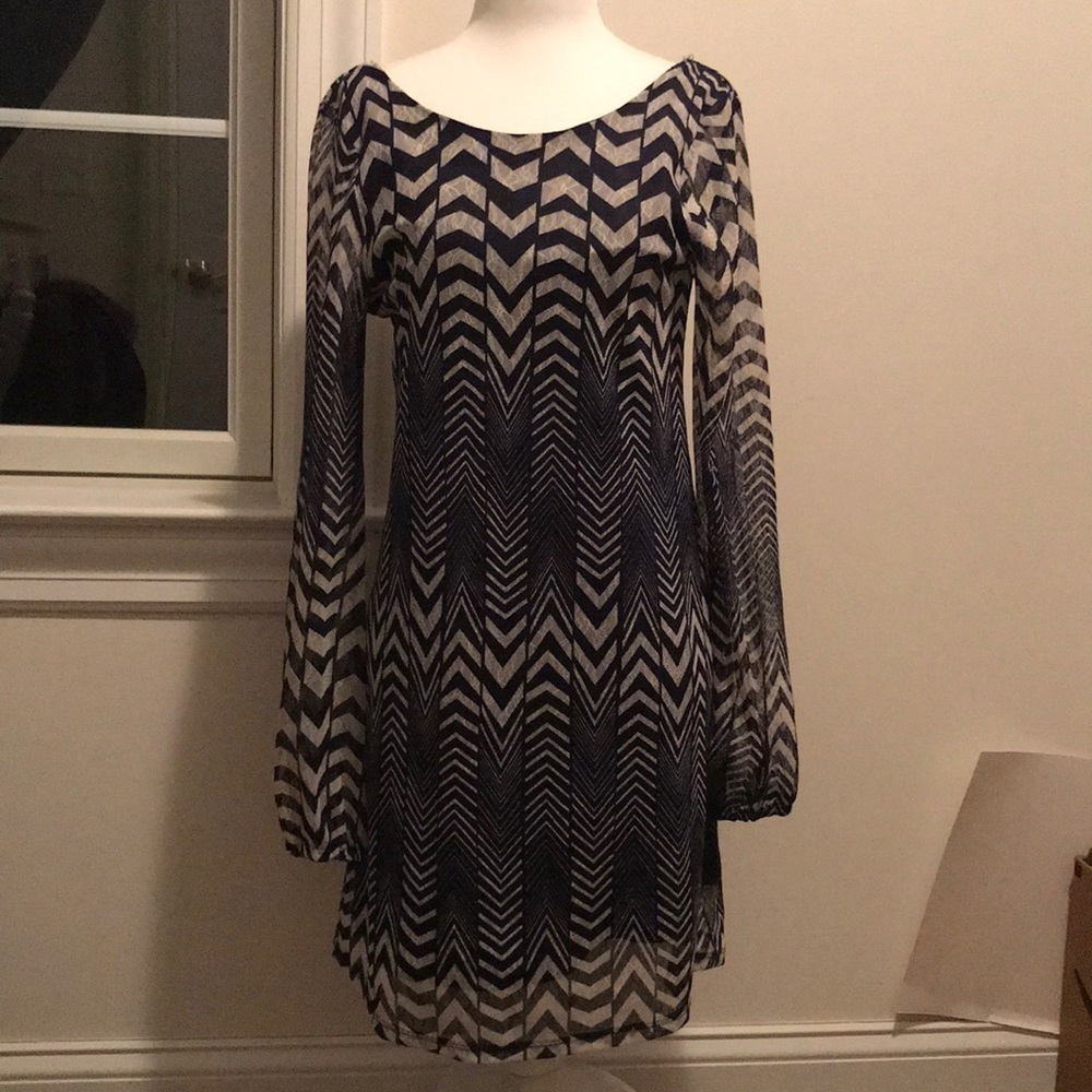 Navy Blue Chevron Dress